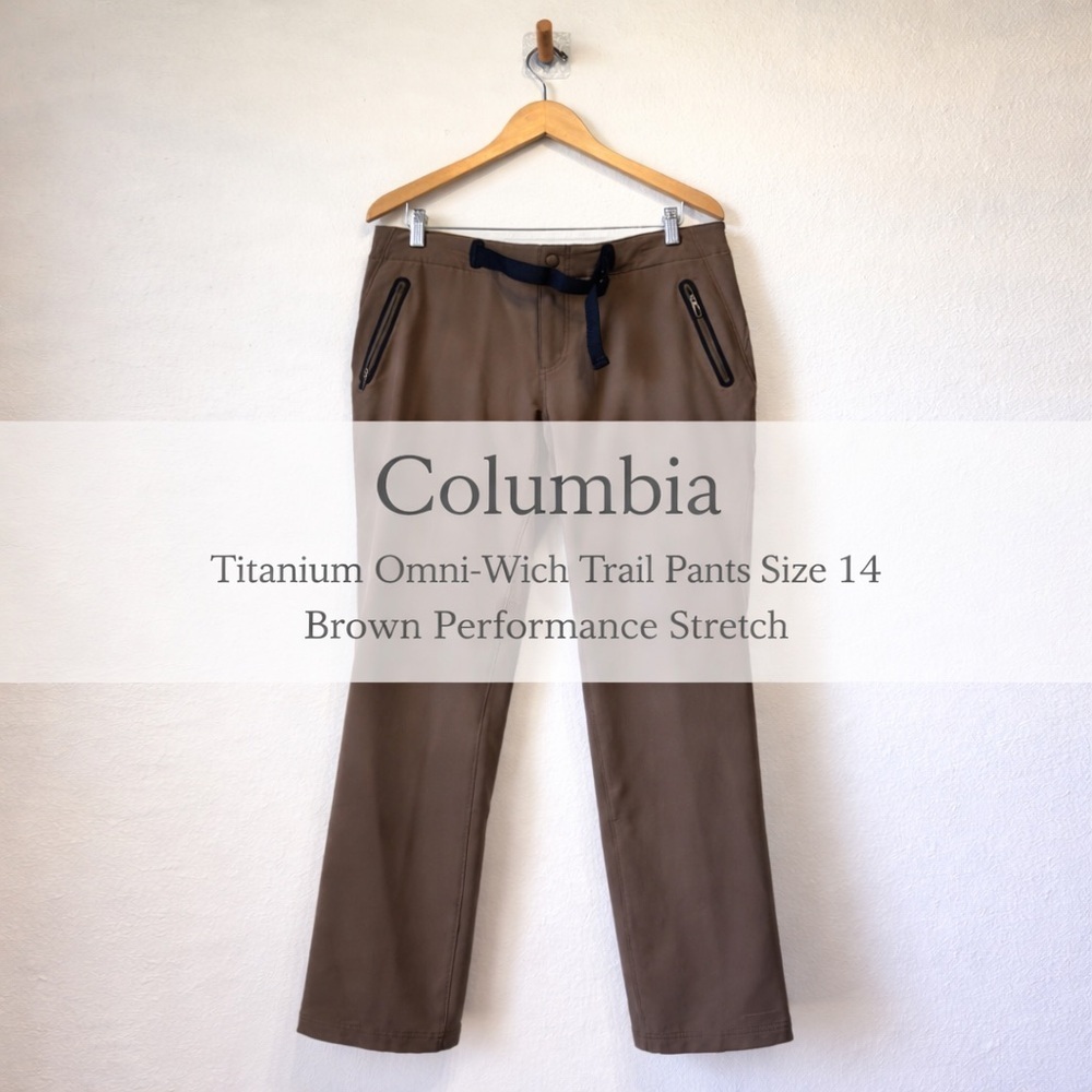 Columbia Titanium Omni-Wick Trail Pants Size 14 Brown Performance Stretch